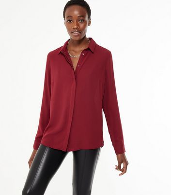 Tall Burgundy Long Sleeve Shirt | New Look